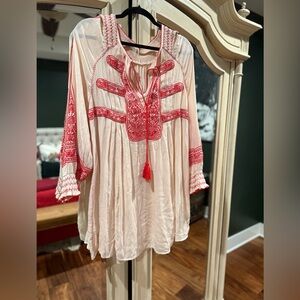 Free People Wind Willow Peasant Embroidered Dress